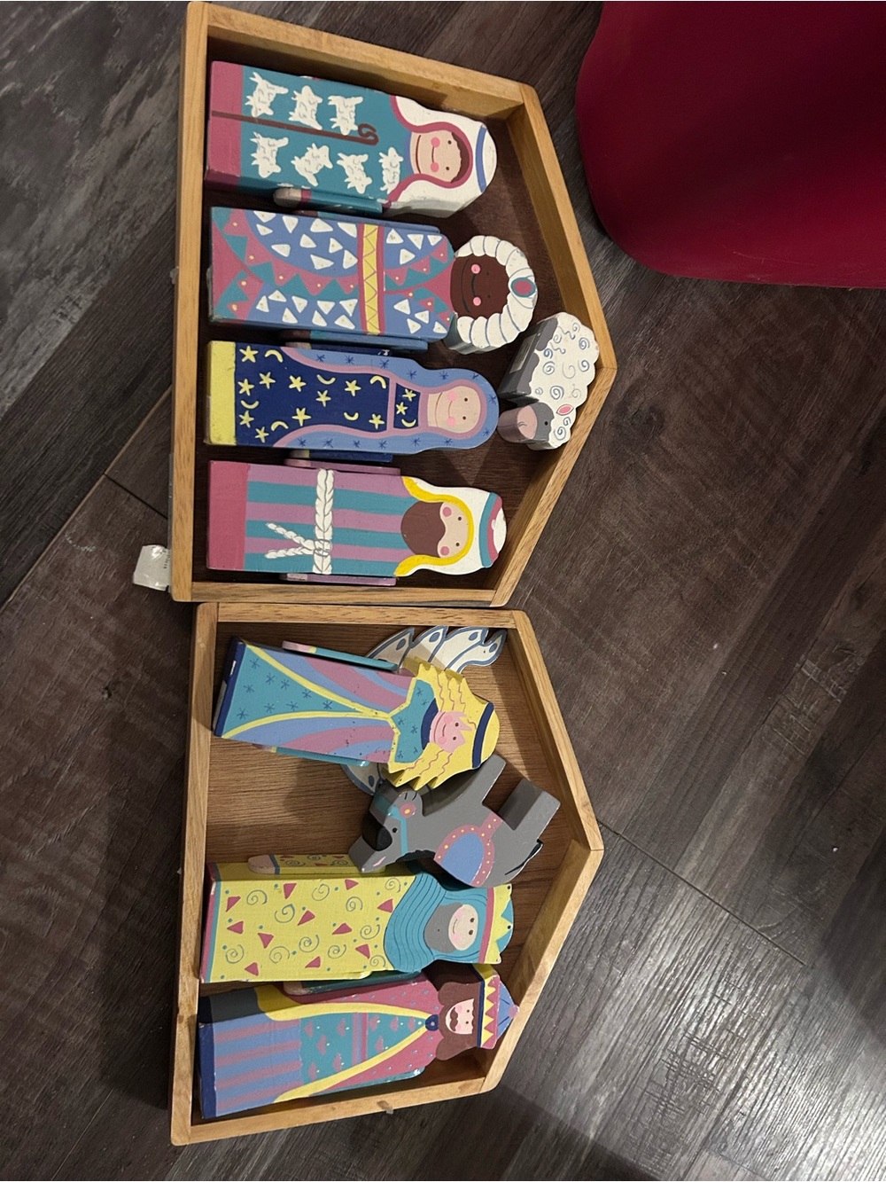 WOODEN NATIVITY PUZZLE handmade Sri Lanka no baby Jesus